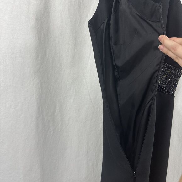 Je Matadi By Sean Mehta Black Embellished Formal Maxi Dress Sheer Womens Size 4 - Picture 8 of 12